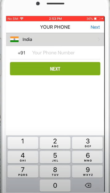 Enter Phone Number to use IMO for iOS